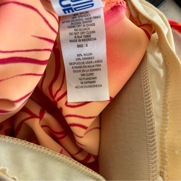 Liquid Blue Orange and Pink Floral Bikini Top - Picture 3 of 6